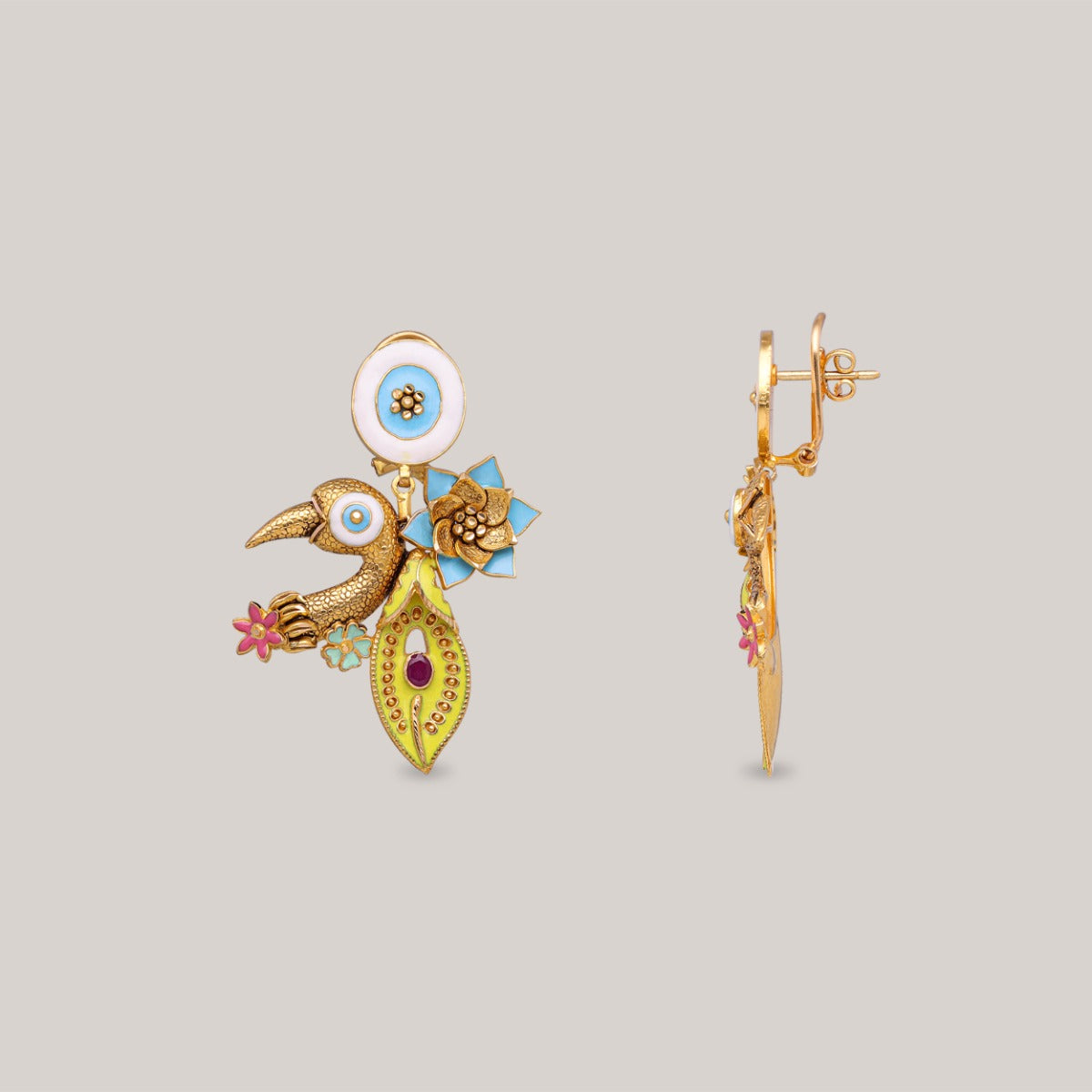 Summer Bloom Meenakari Gold Necklace Set