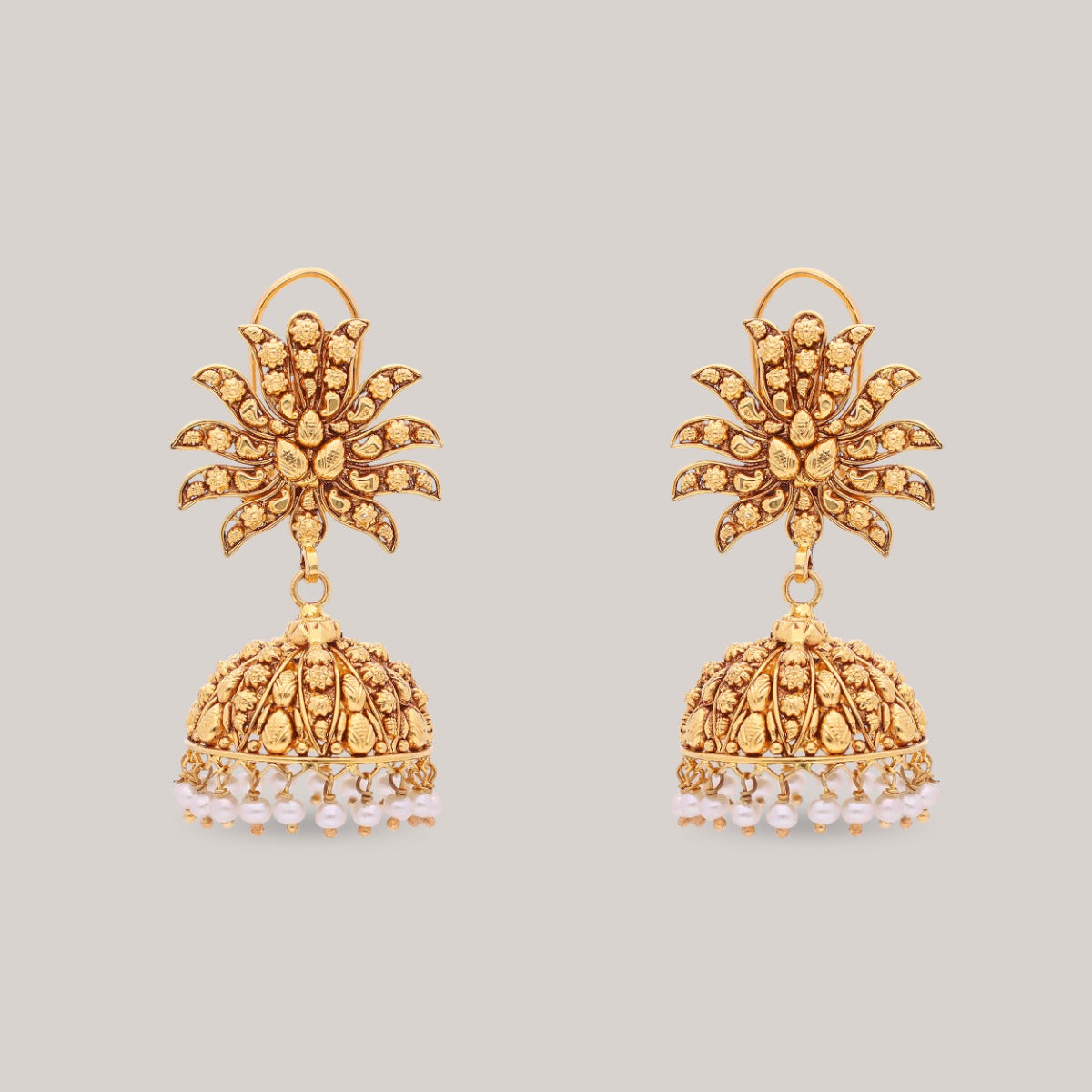 Lotus Temple Gold Jhumka