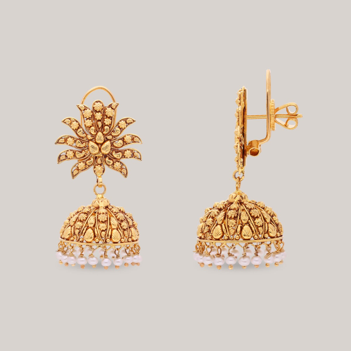Lotus Temple Gold Jhumka