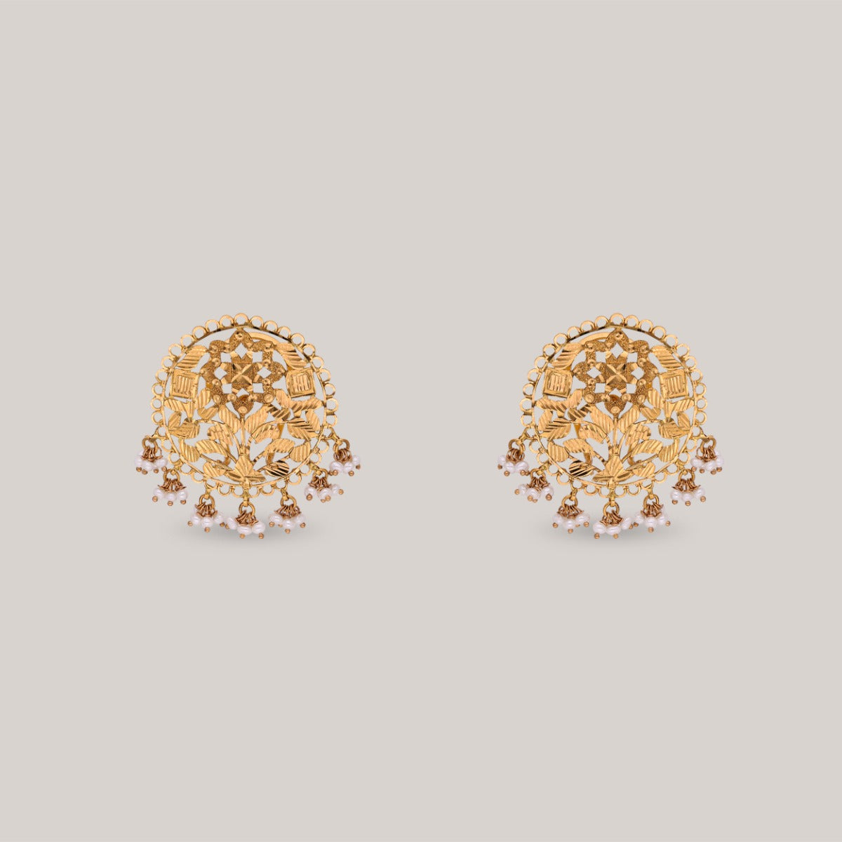 Floral Filigree Gold Earrings