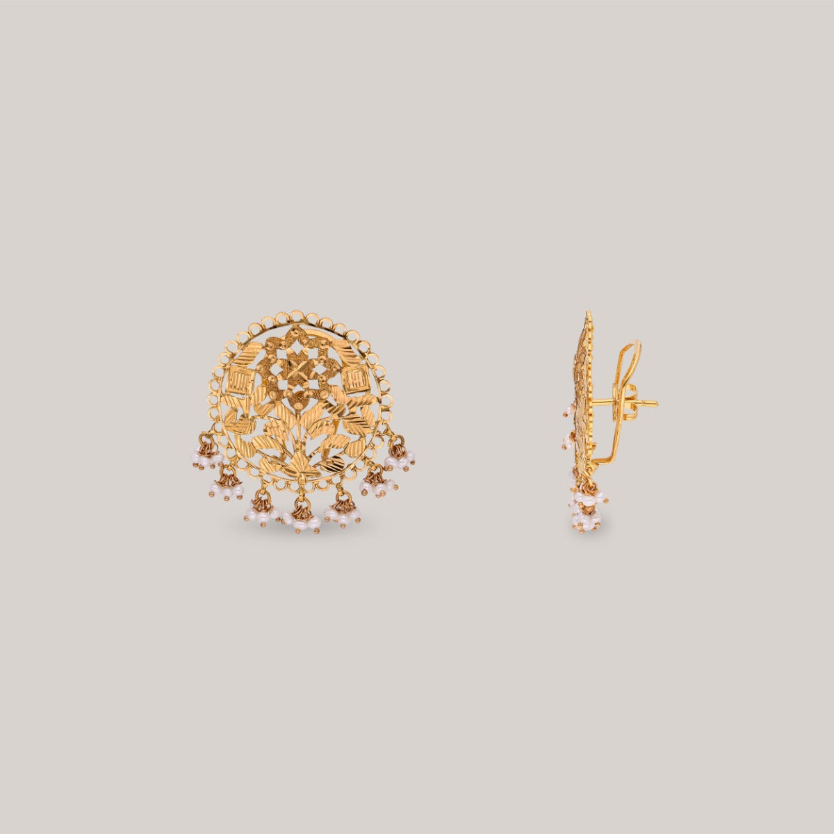 Floral Filigree Gold Earrings