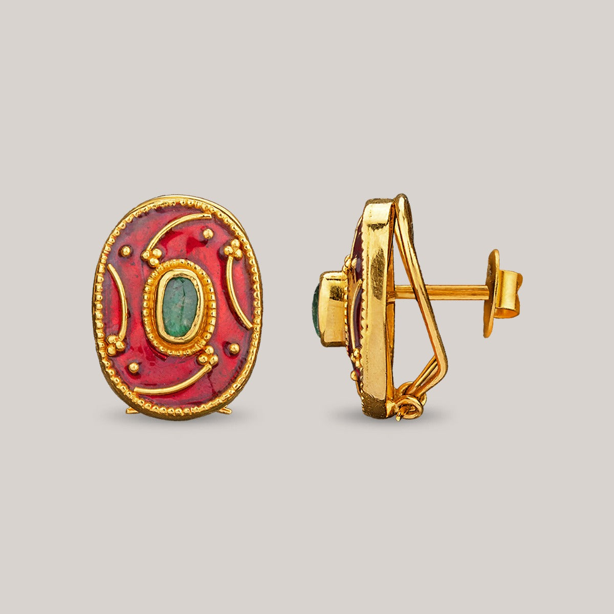 Red Oval Gold Tops