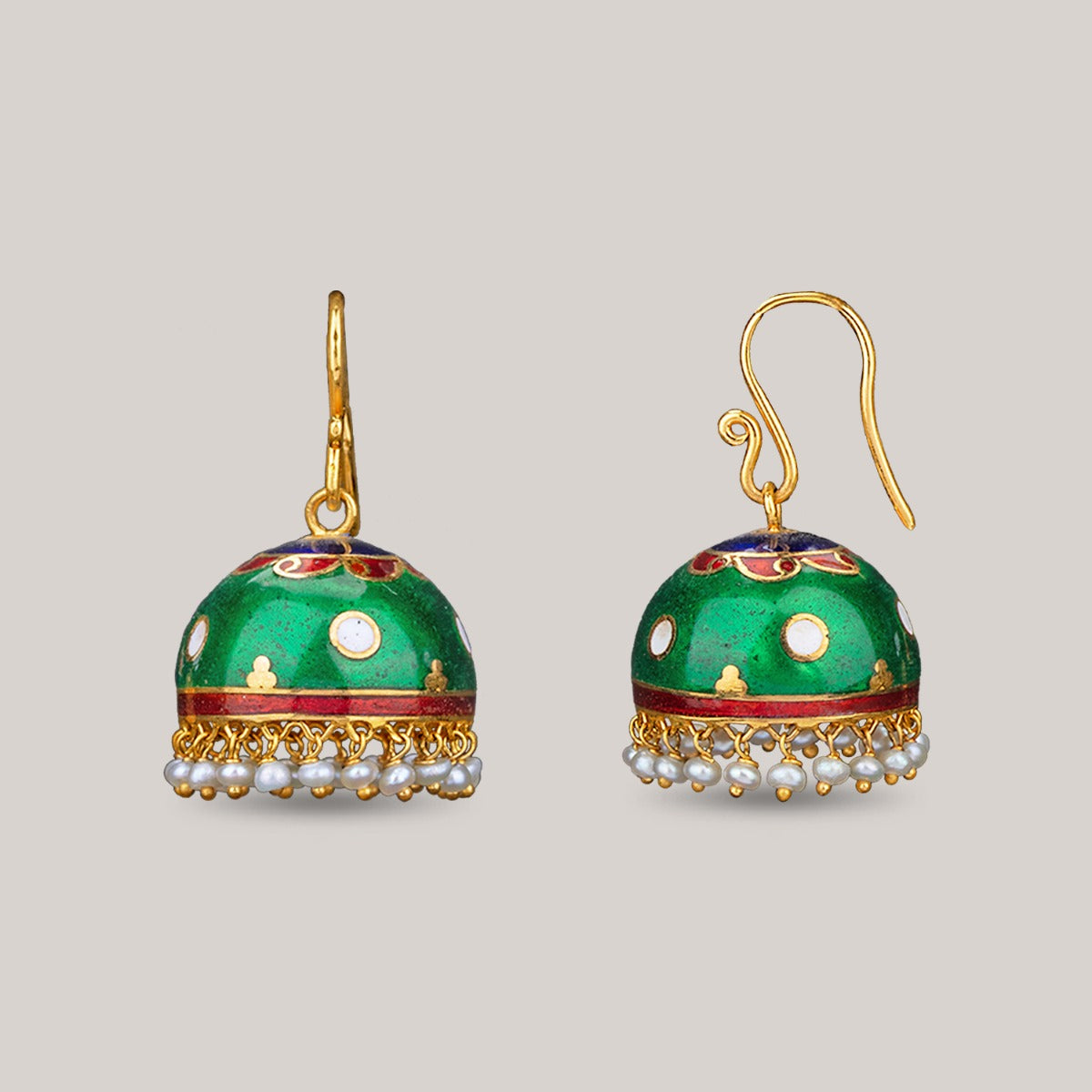 Green Expanse Gold Jhumka
