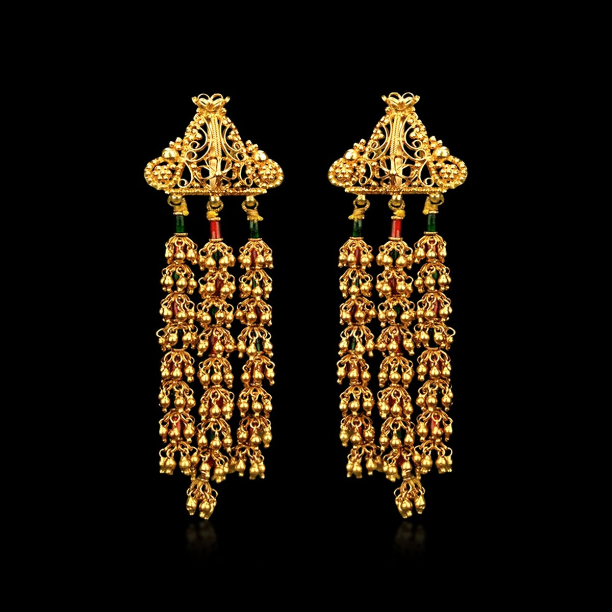 Traditional Tassel Gold Earrings
