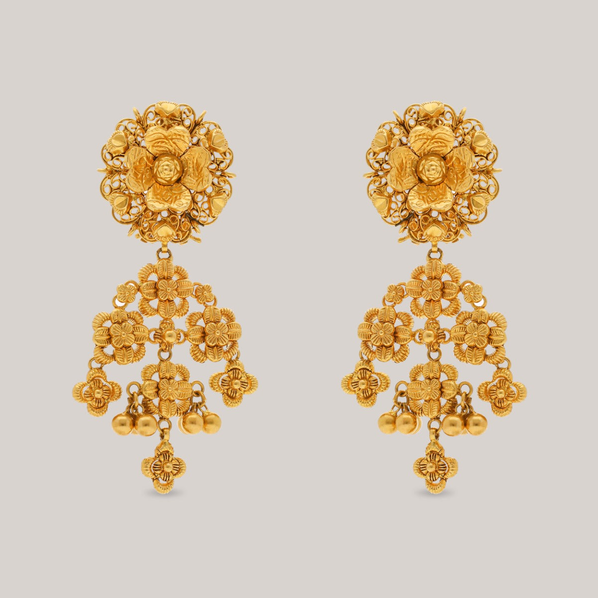 Intricate Bloom Gold Earrings