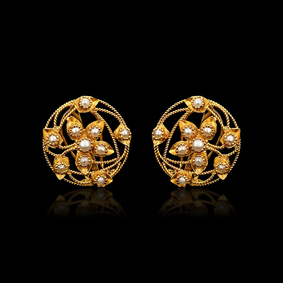 Turn Twist Floral Gold Earrings