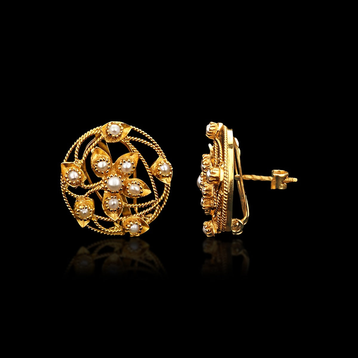 Turn Twist Floral Gold Earrings