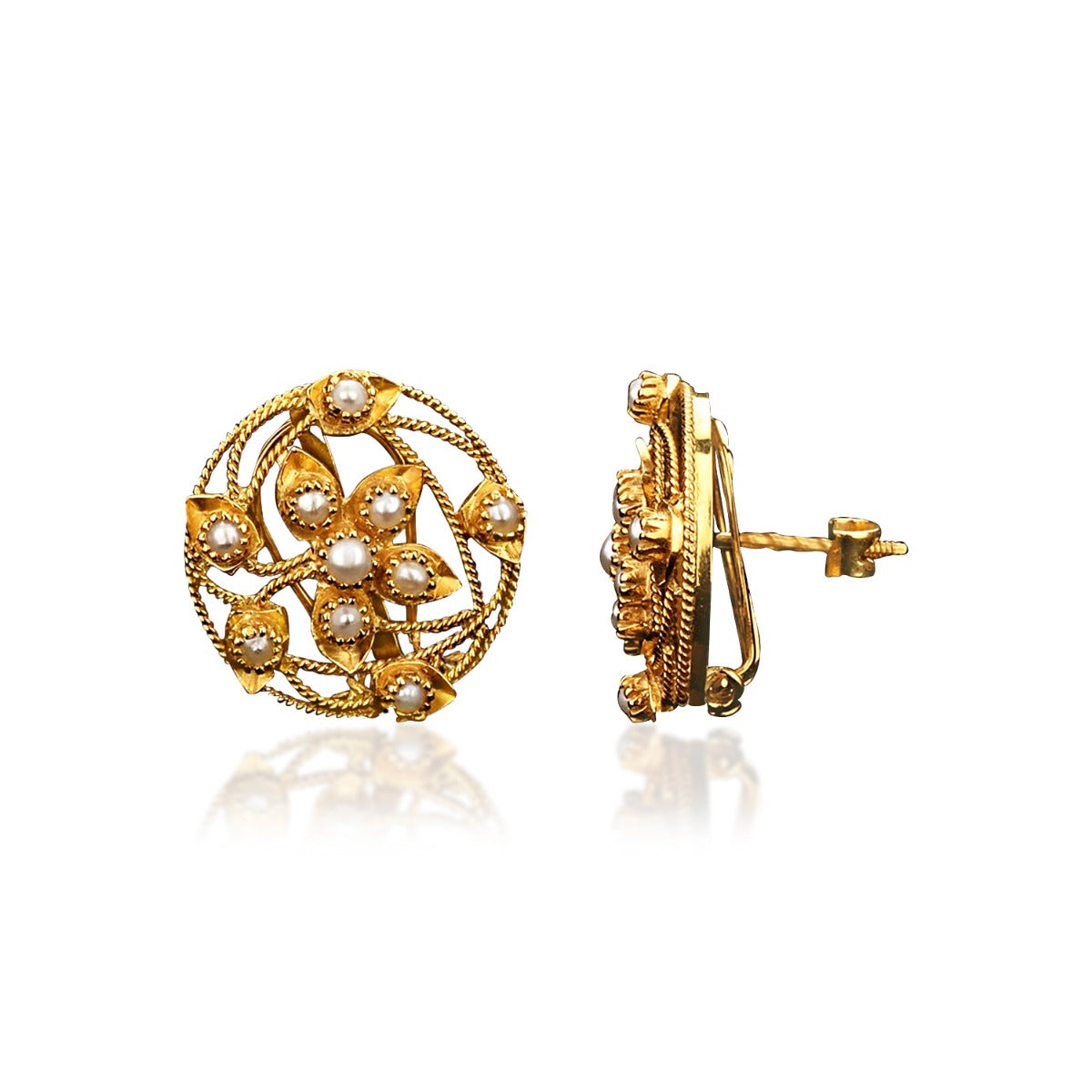 Turn Twist Floral Gold Earrings