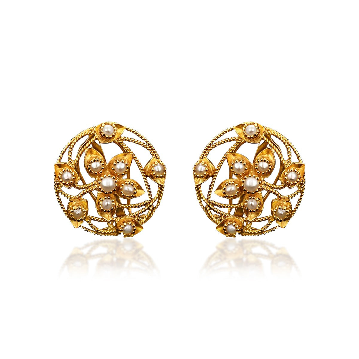 Turn Twist Floral Gold Earrings