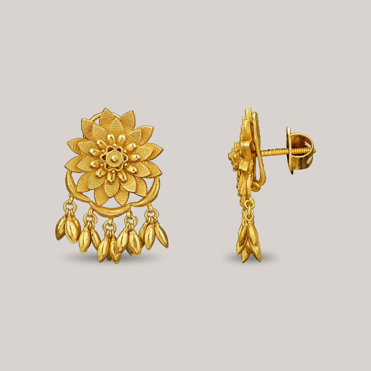 Blooming Chrysanthemum Gold Earrings