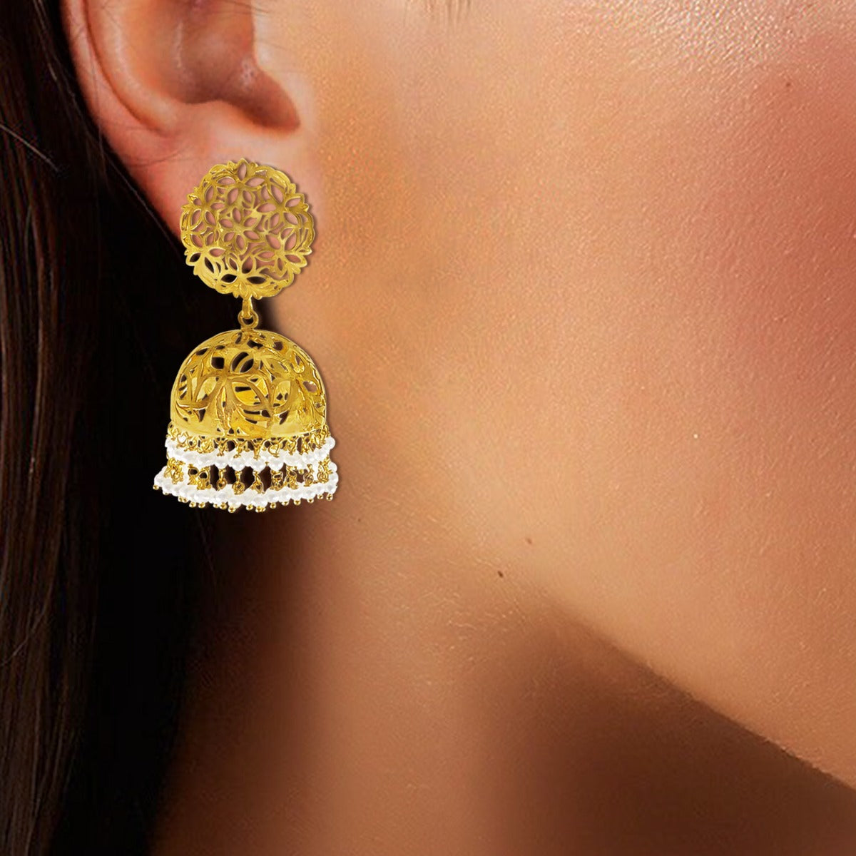 Globe Chandelier Gold Jhumka