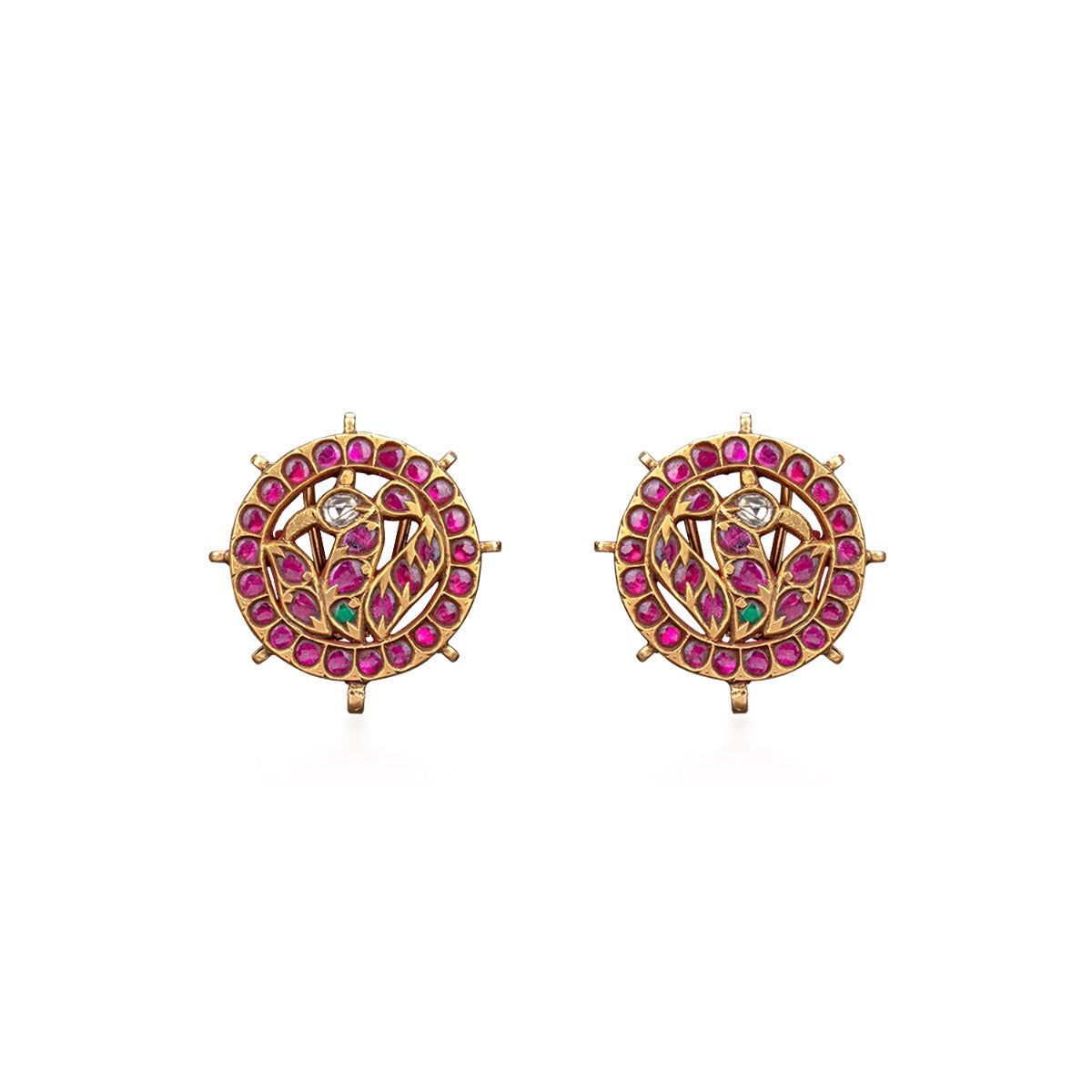 Encircled Flamingo Gold Earrings