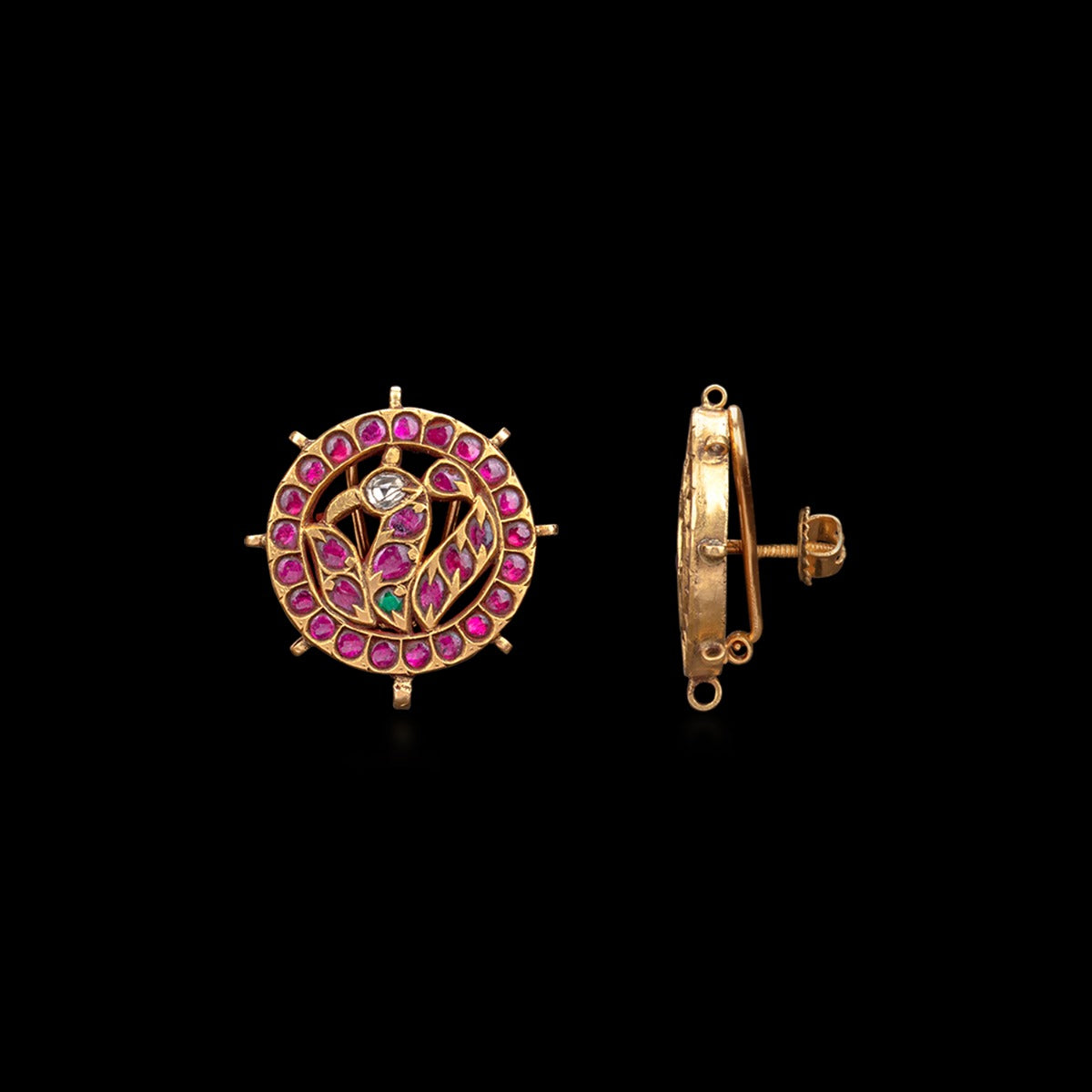 Encircled Flamingo Gold Earrings