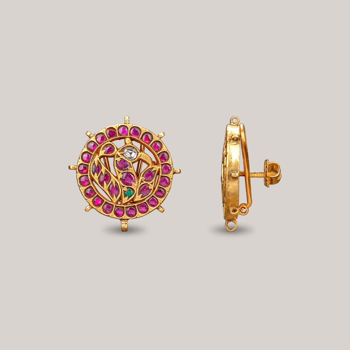 Encircled Flamingo Gold Earrings