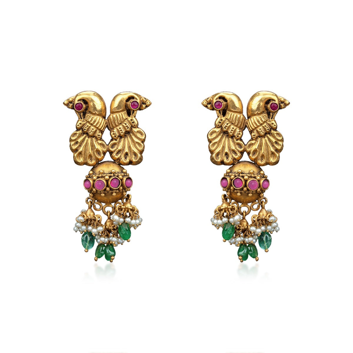 Peacock Multi Stone Earrings