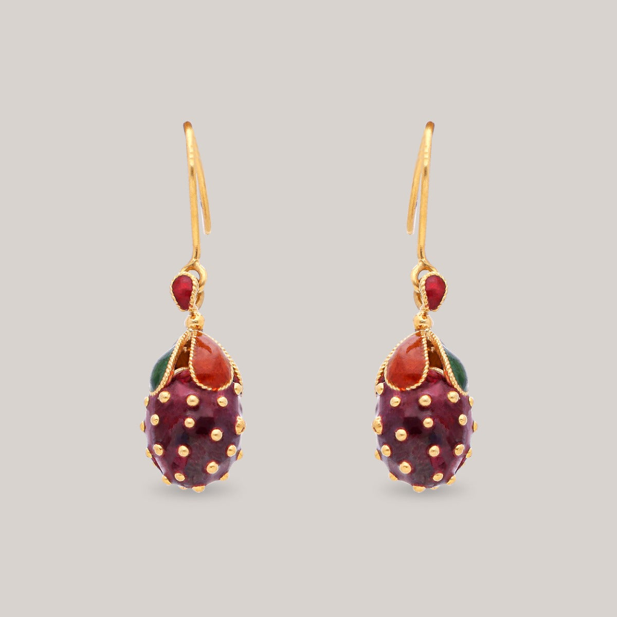 Autumn Berry Drop Gold Earrings