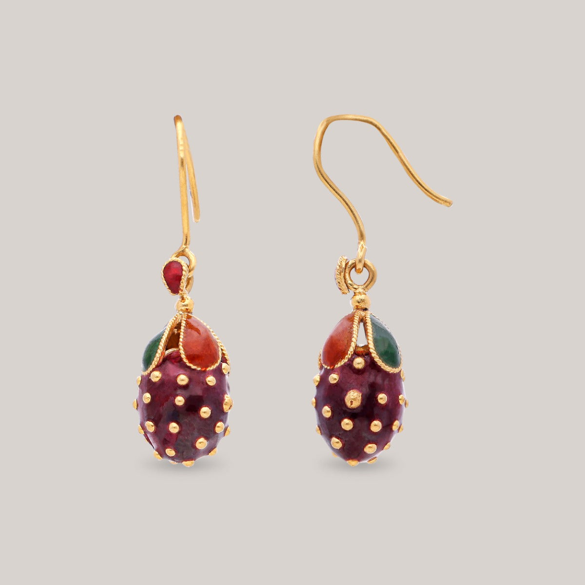 Autumn Berry Drop Gold Earrings