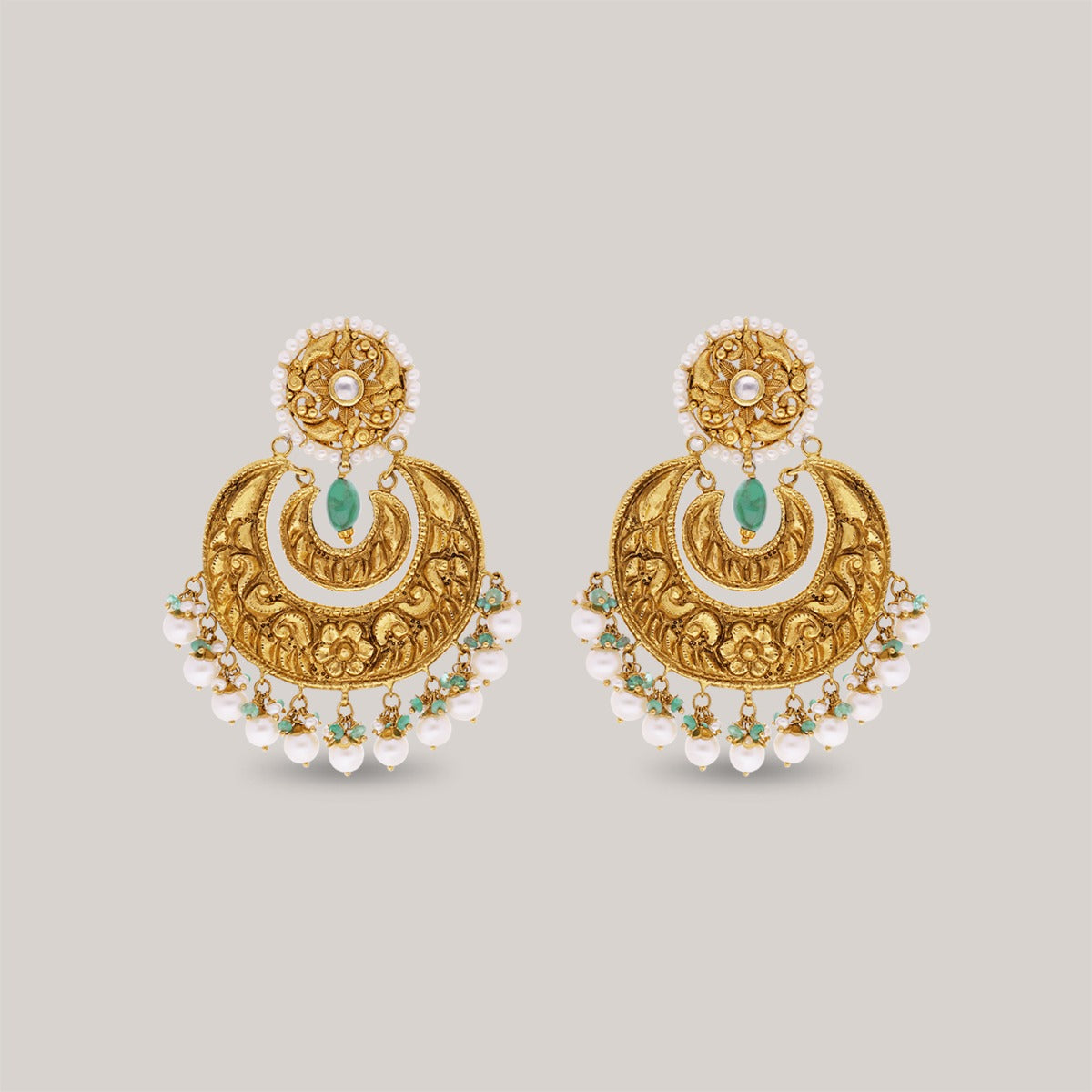 Scrollwork Crescent Gold Chandbali