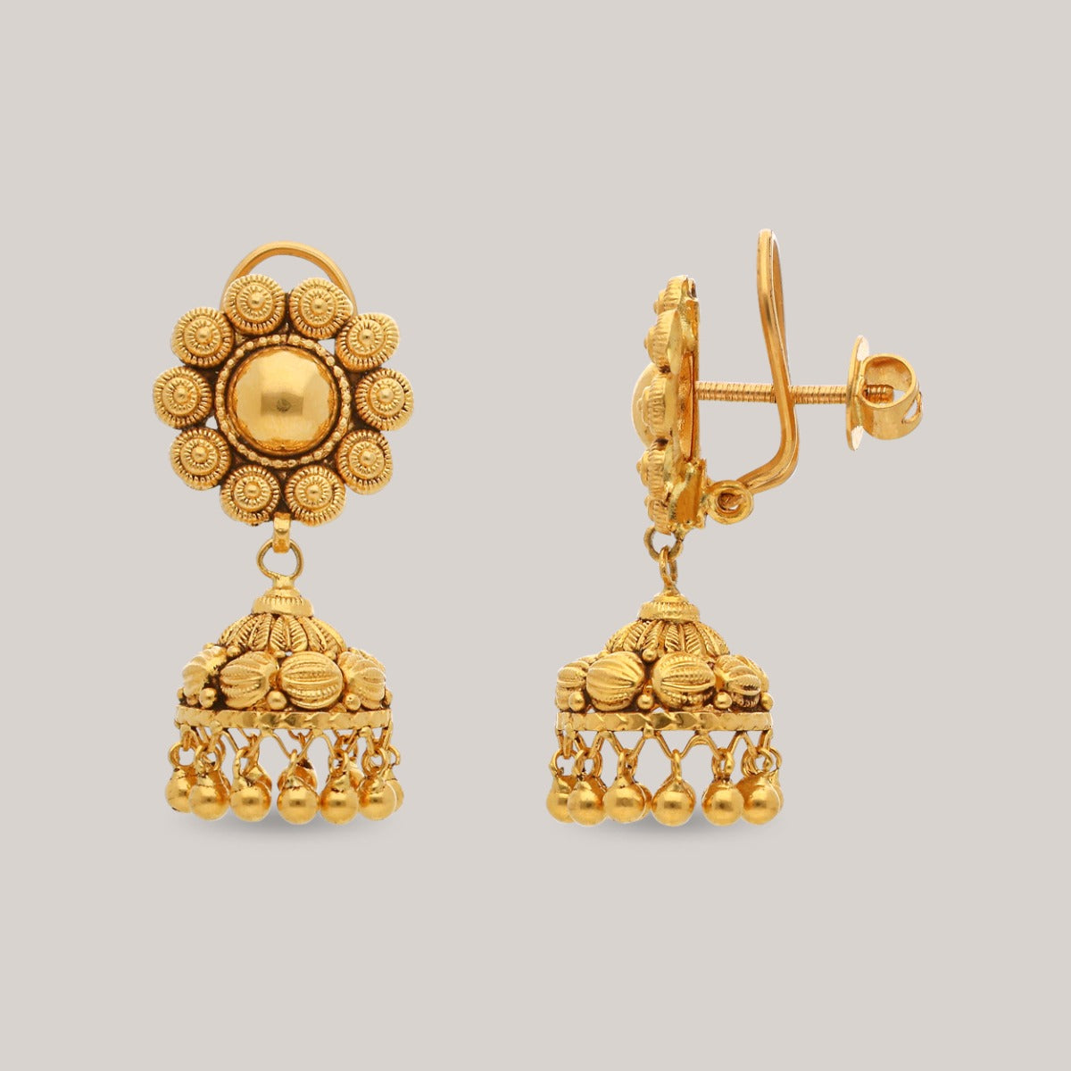 Radiant Bloom Gold Jhumka