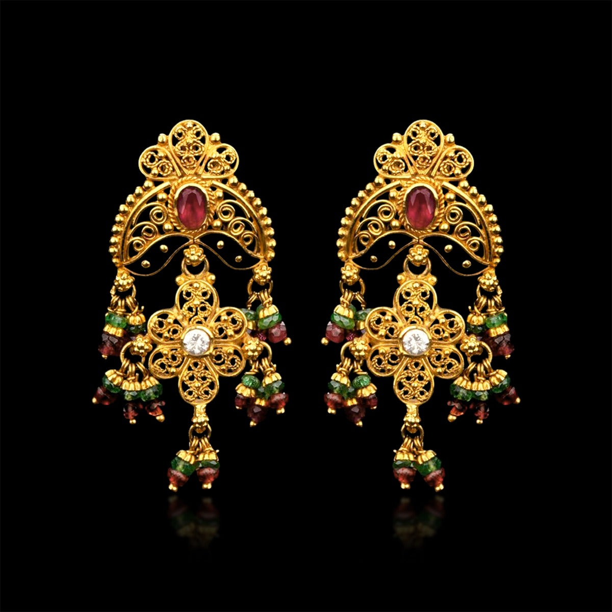 Semi Motif Traditional Earrings