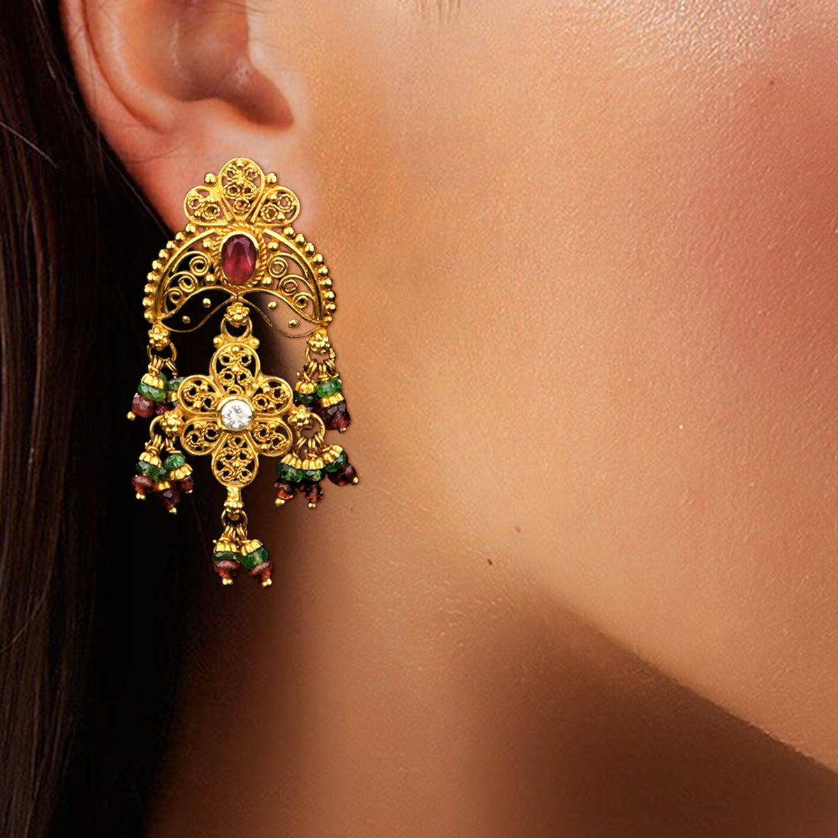 Semi Motif Traditional Earrings