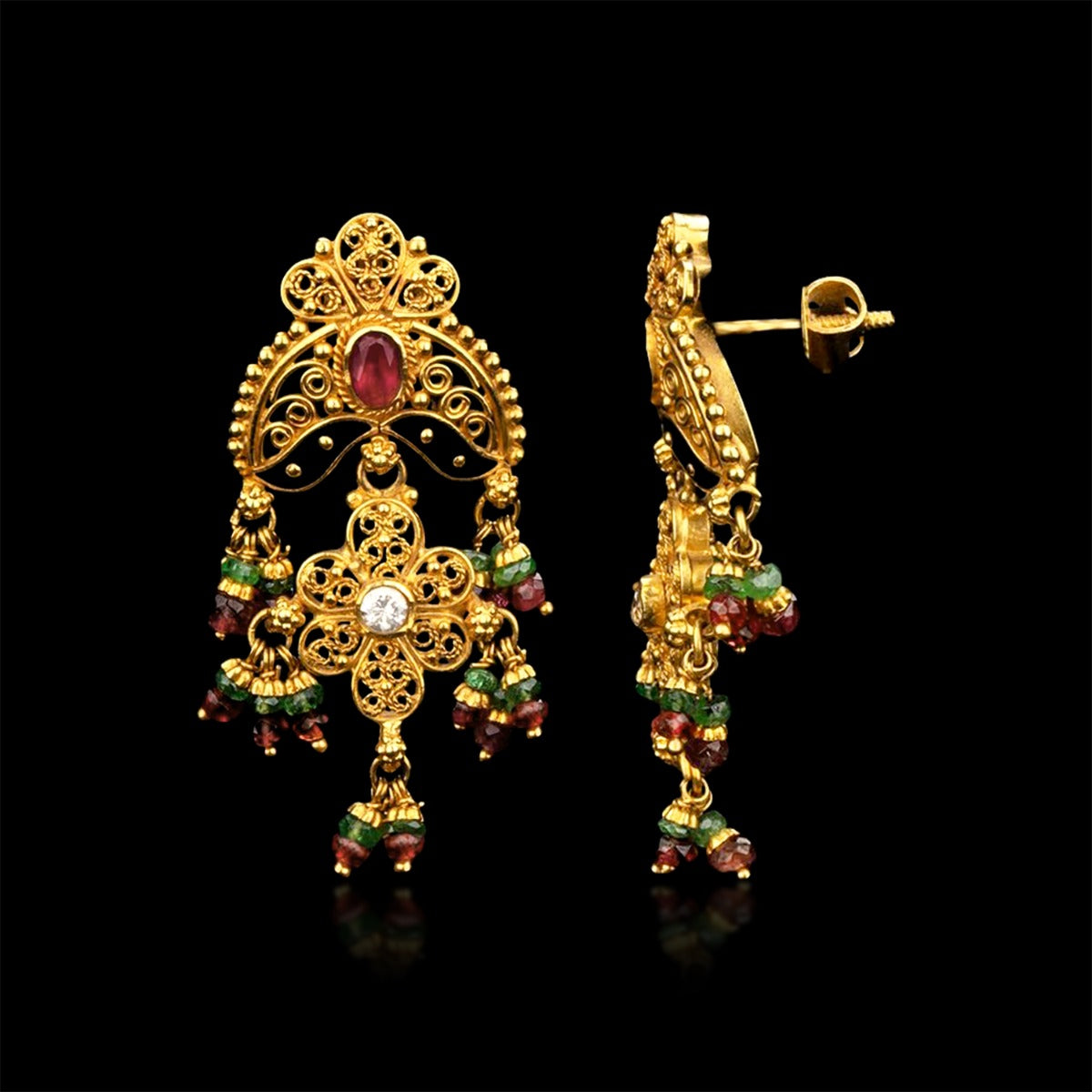 Semi Motif Traditional Earrings