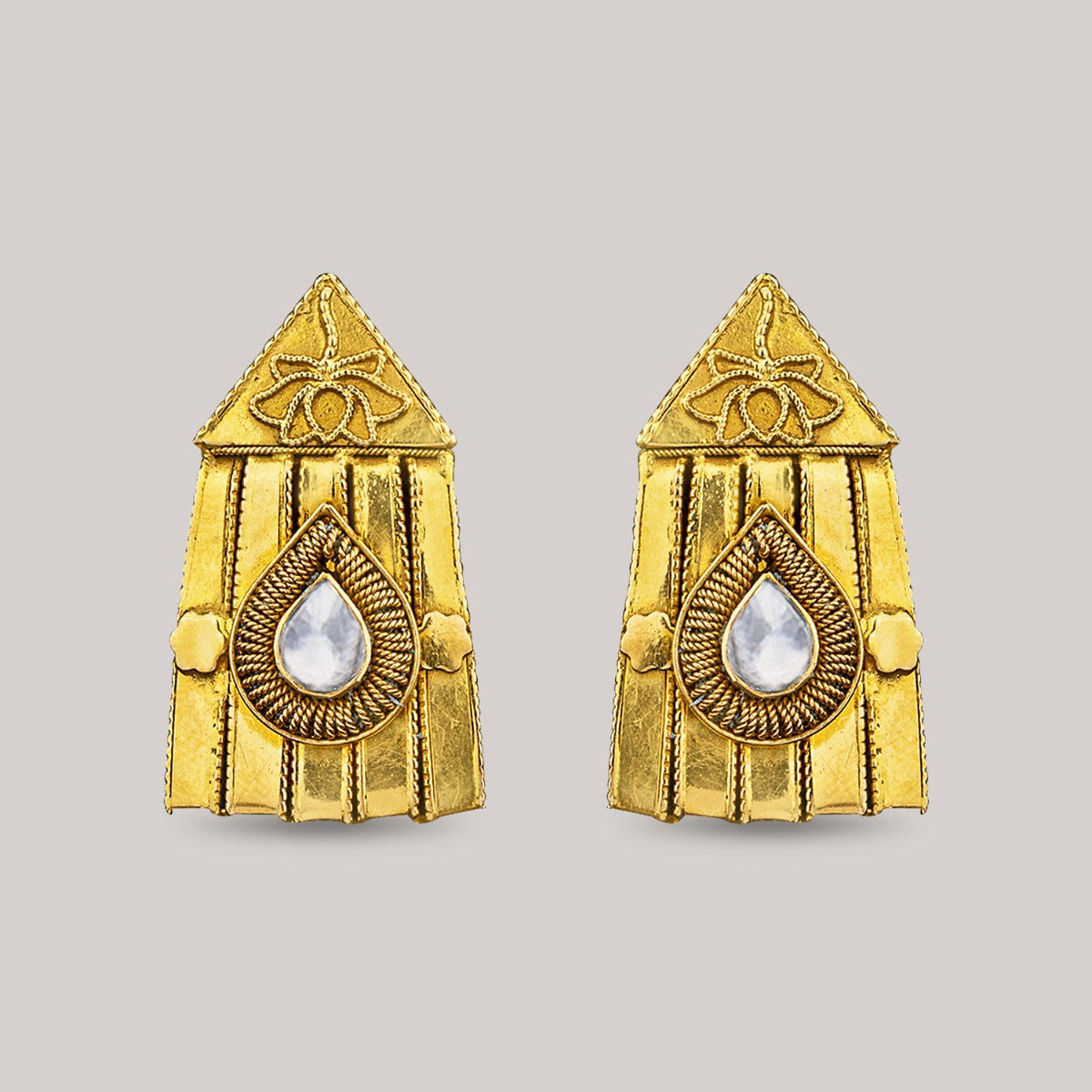 Temple Dew Drop Gold Earrings
