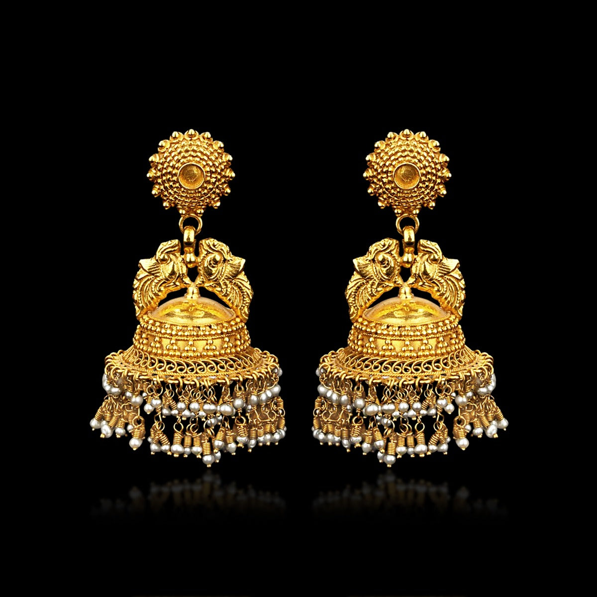 Sun Motif Traditional Gold Jhumka