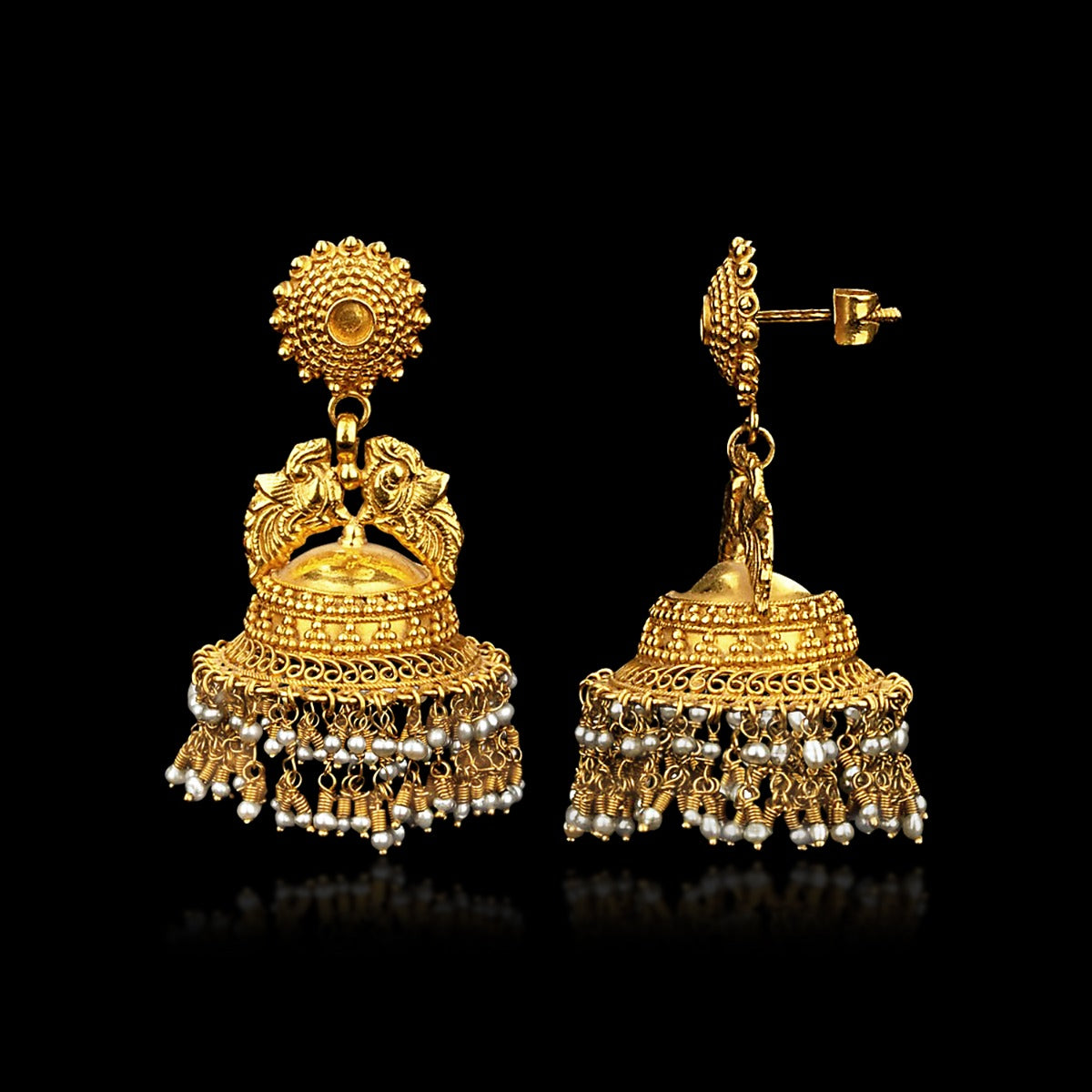 Sun Motif Traditional Gold Jhumka