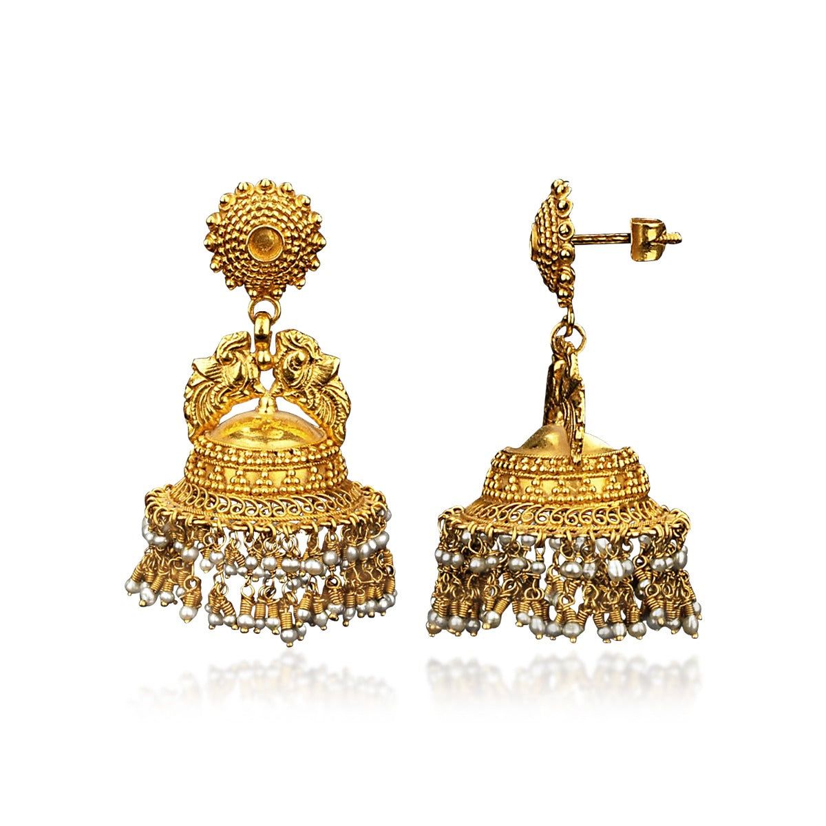 Sun Motif Traditional Gold Jhumka