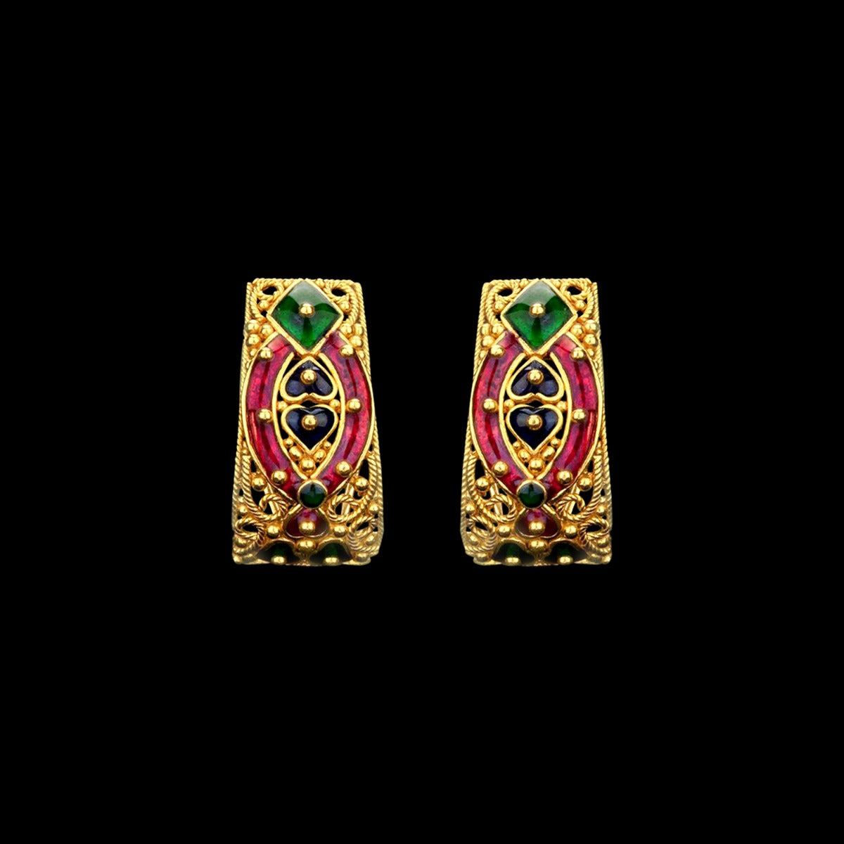 Enamel Indian Classic Gold Earrings