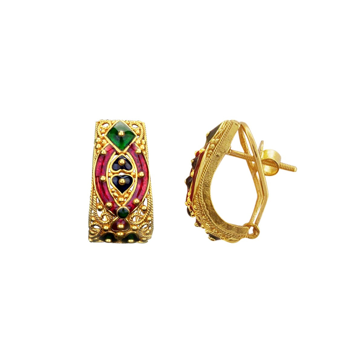 Enamel Indian Classic Gold Earrings