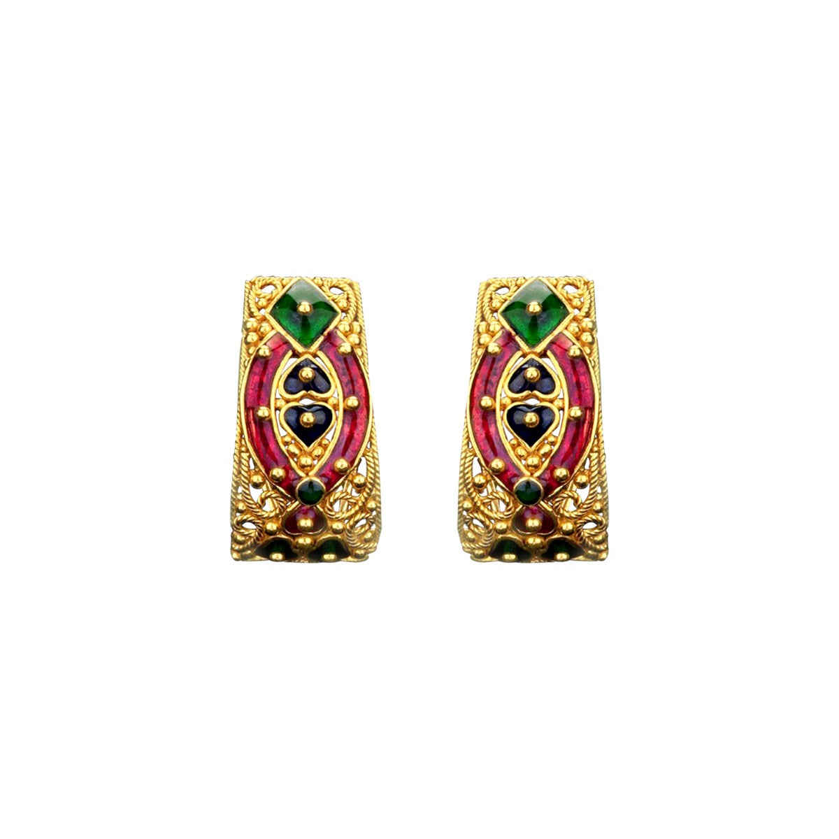 Enamel Indian Classic Gold Earrings