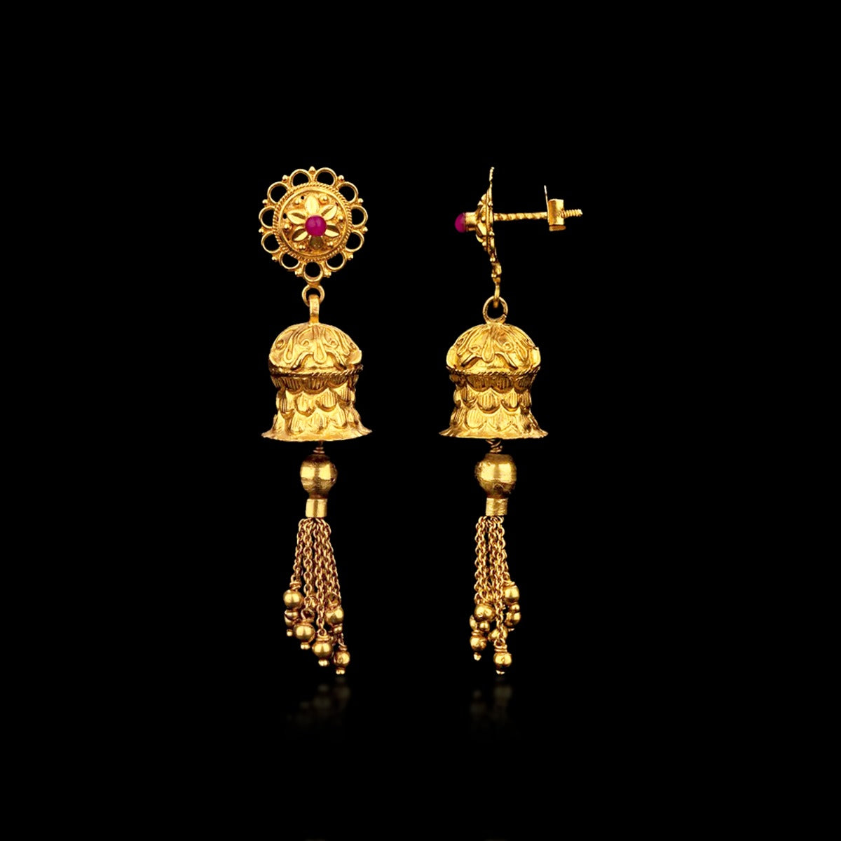Temple Bell Gold Earrings