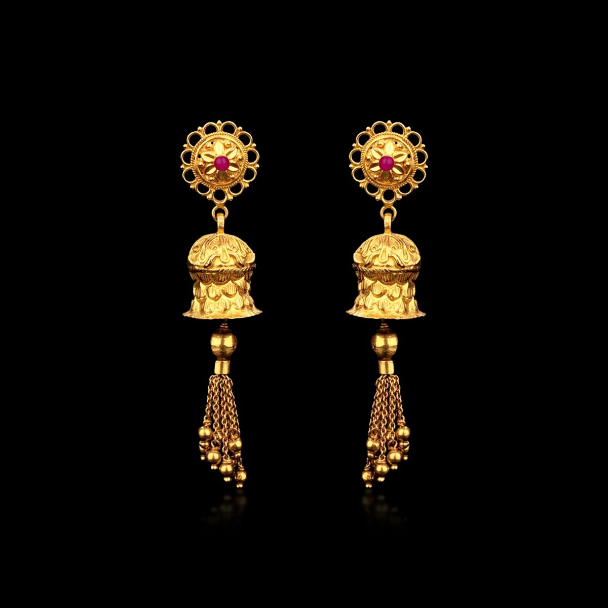 Temple Bell Gold Earrings