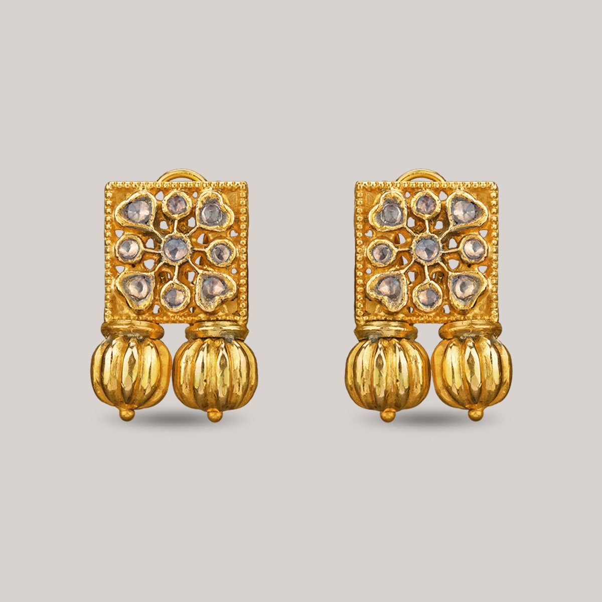 Corner Hearts Gold Earrings