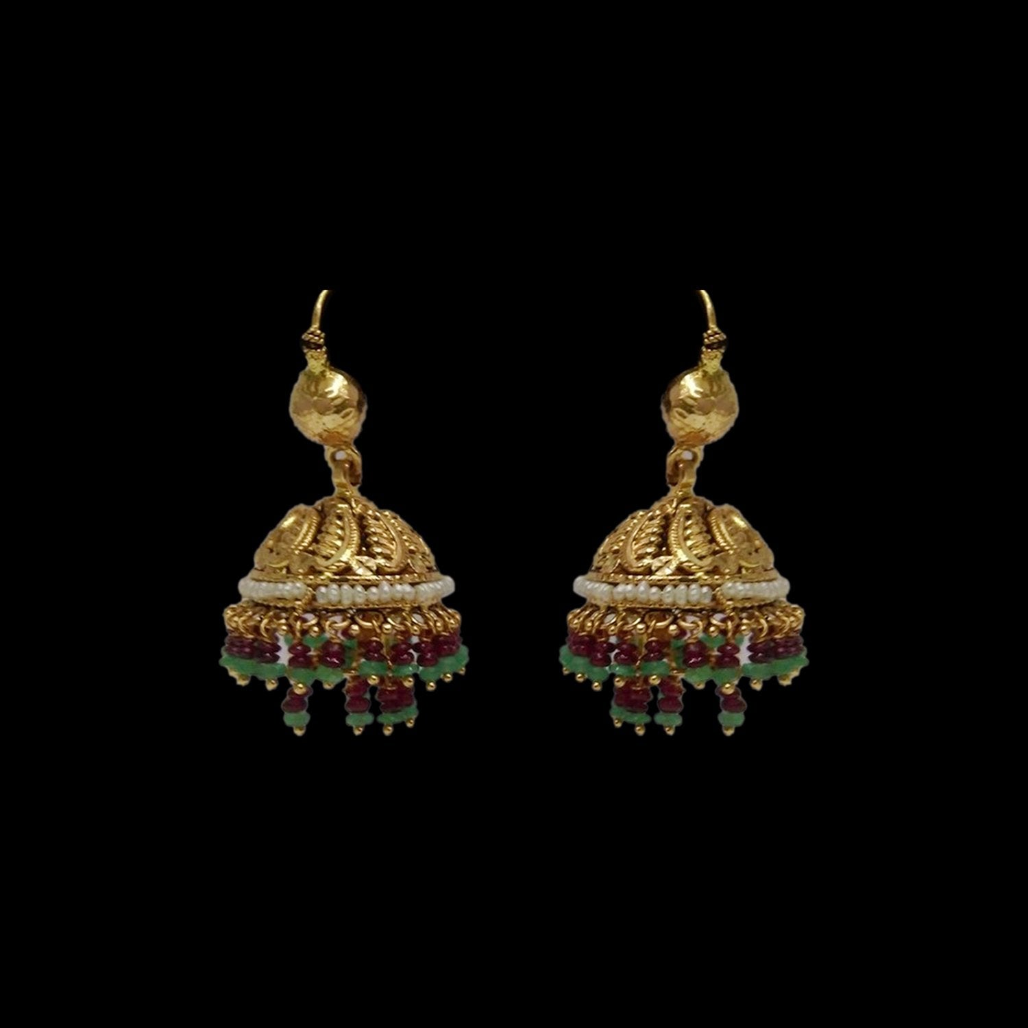Traditional Multicoloured Gold Jhumka