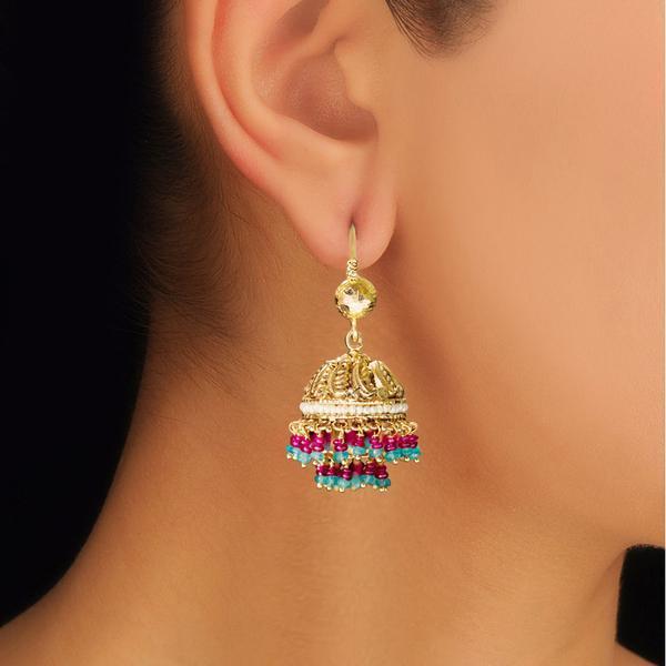 Traditional Multicoloured Gold Jhumka