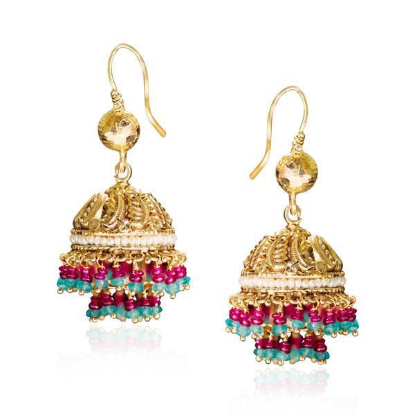 Traditional Multicoloured Gold Jhumka