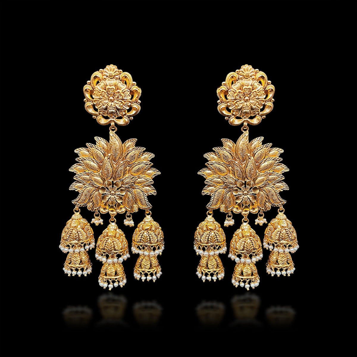 Magnificent Aster Gold Earrings