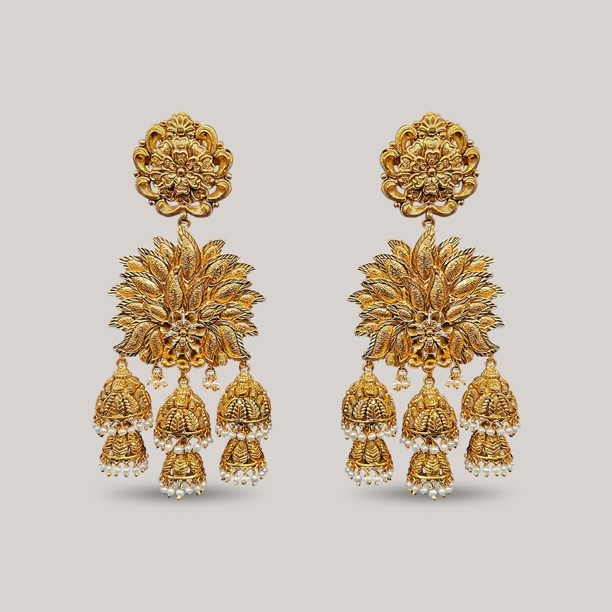 Magnificent Aster Gold Earrings