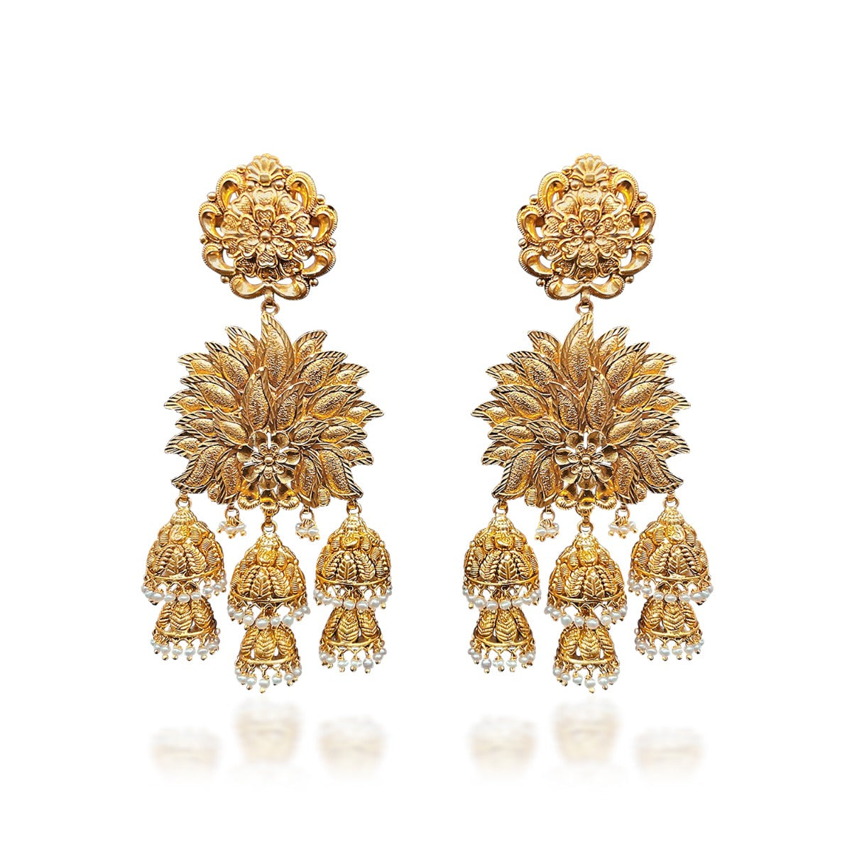 Magnificent Aster Gold Earrings