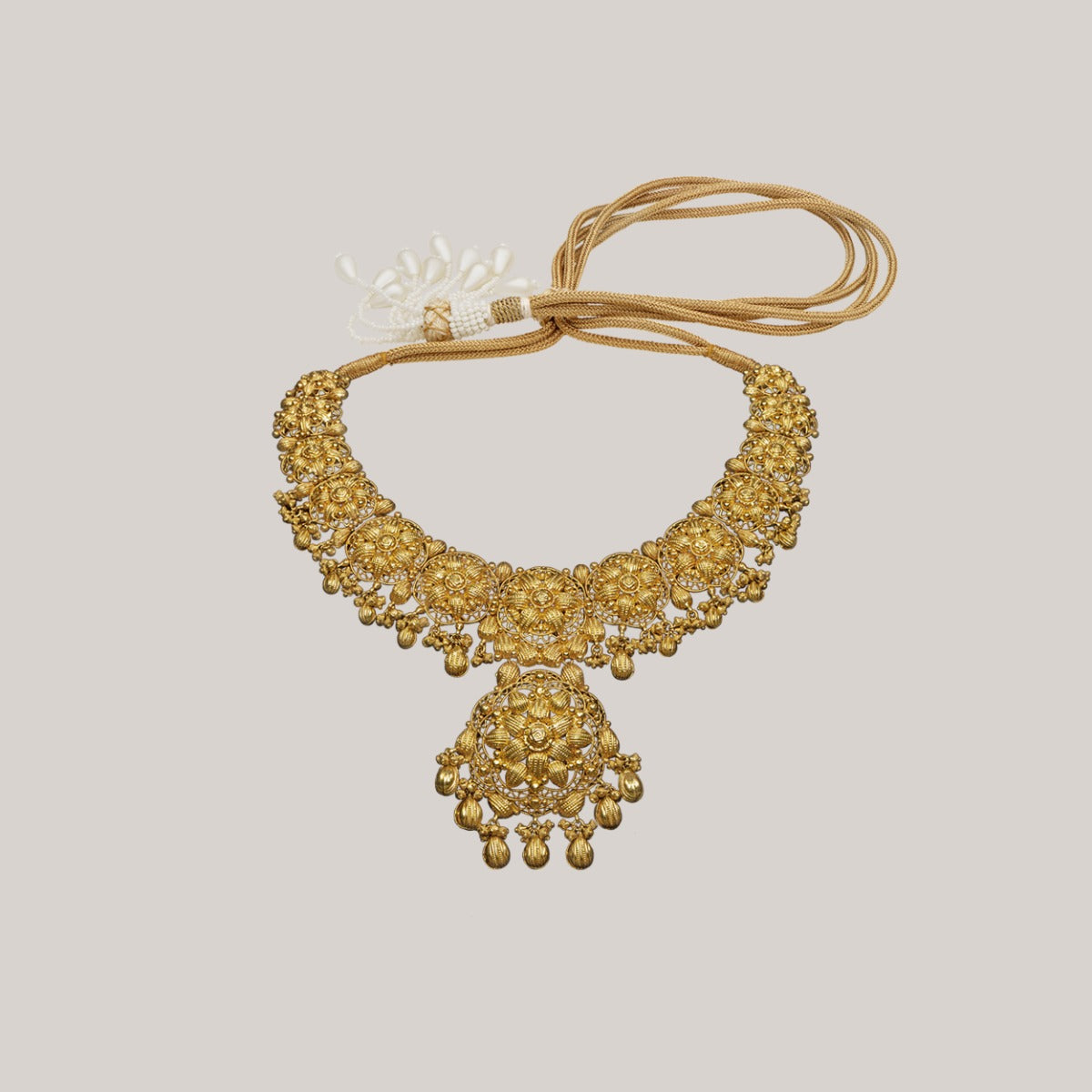 Floral Motif Gold Necklace