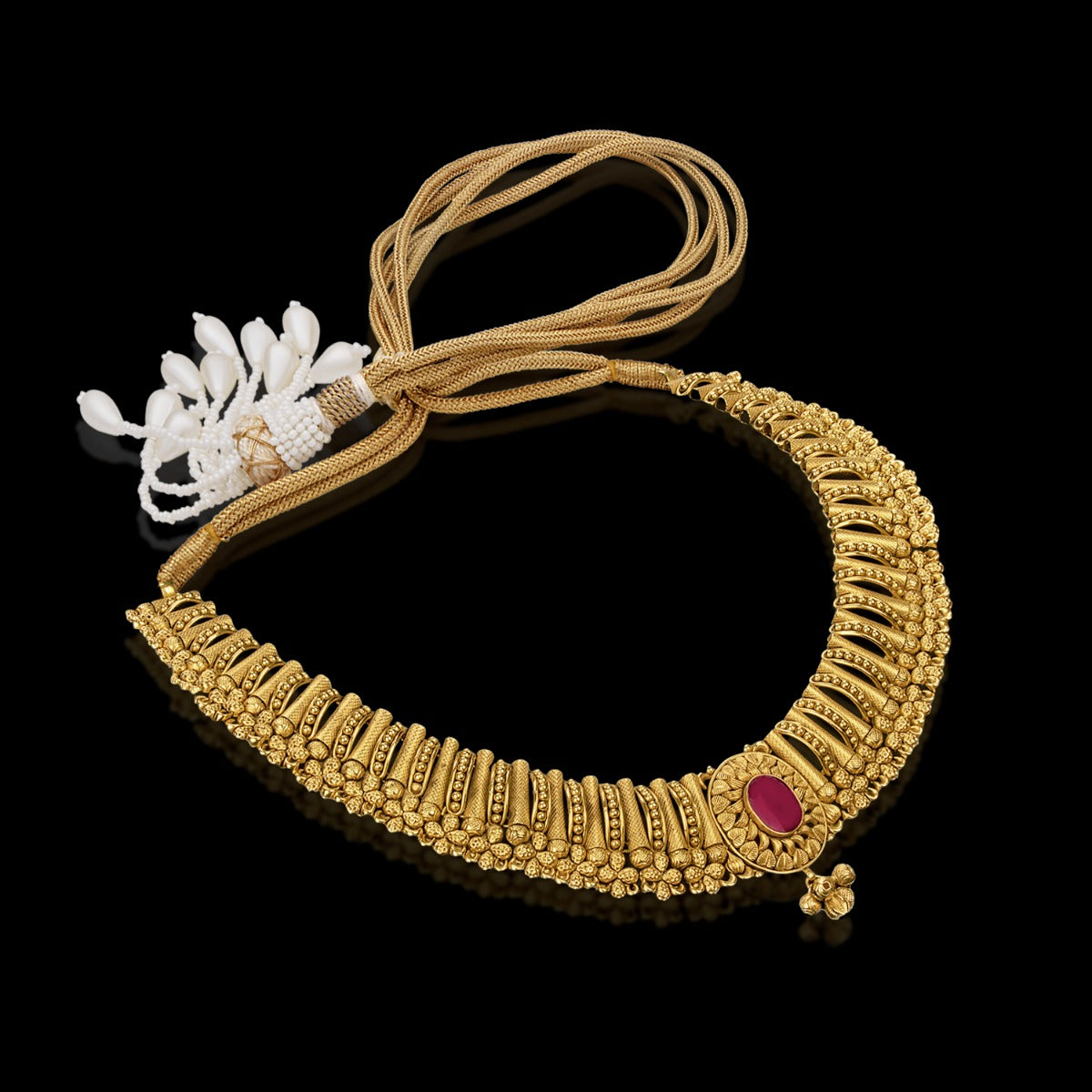 Band Pink Top Gold Necklace