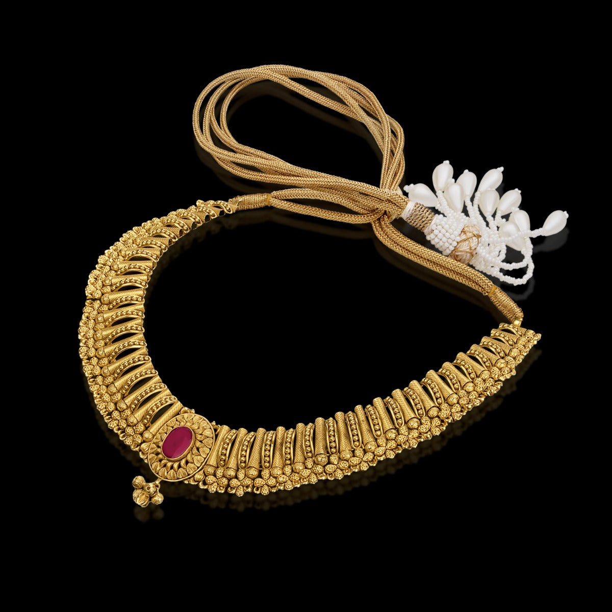 Band Pink Top Gold Necklace