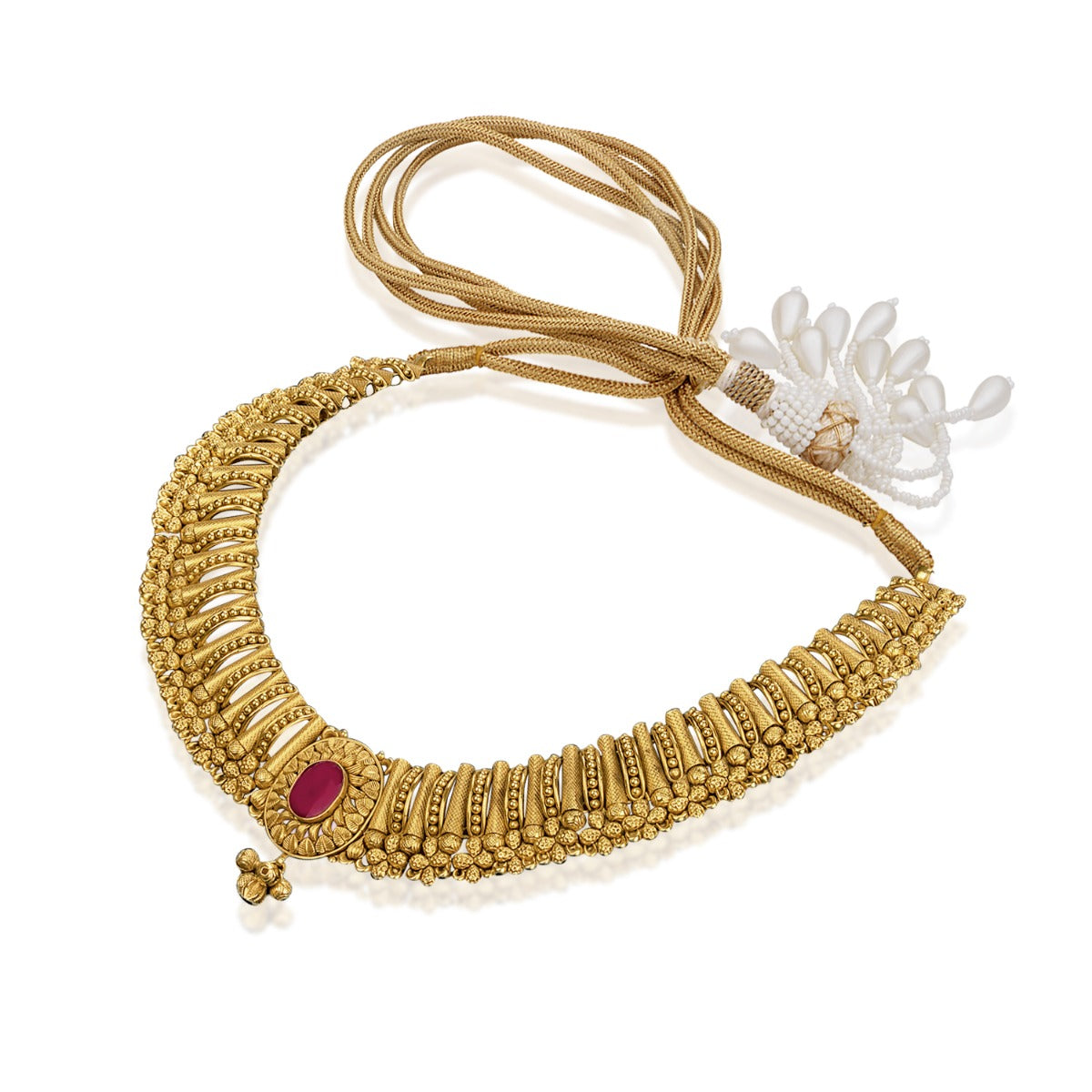 Band Pink Top Gold Necklace