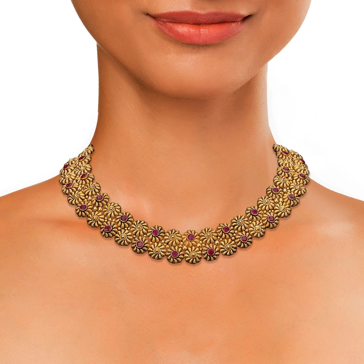 Red Pots Gold Necklace