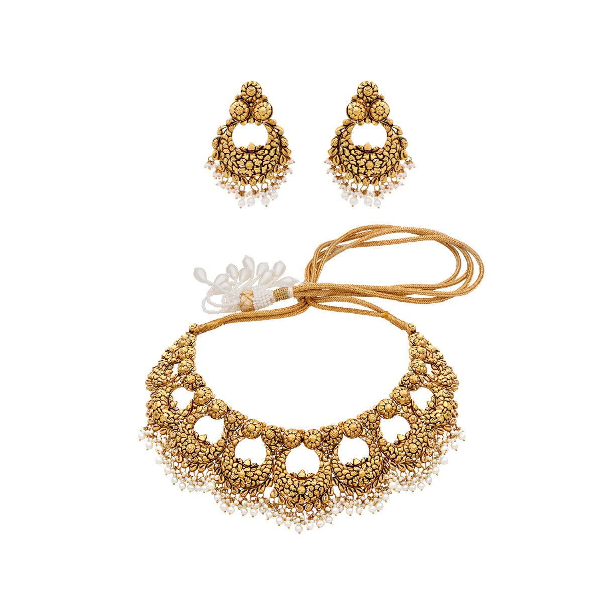 Jhumka Style Gold Choker Set