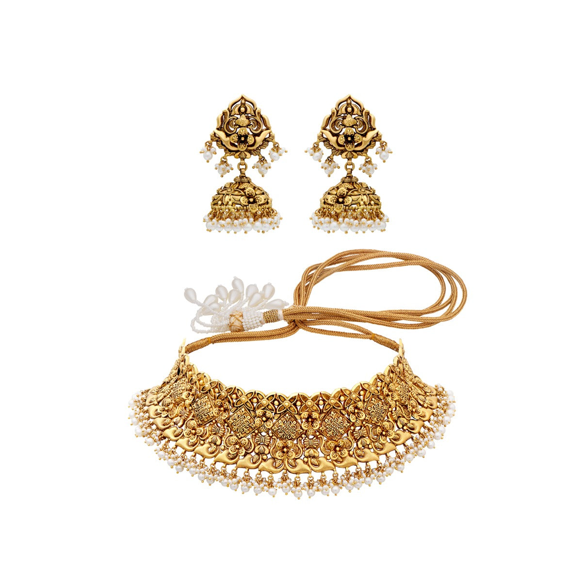 Earthy Motifs Gold Choker Set