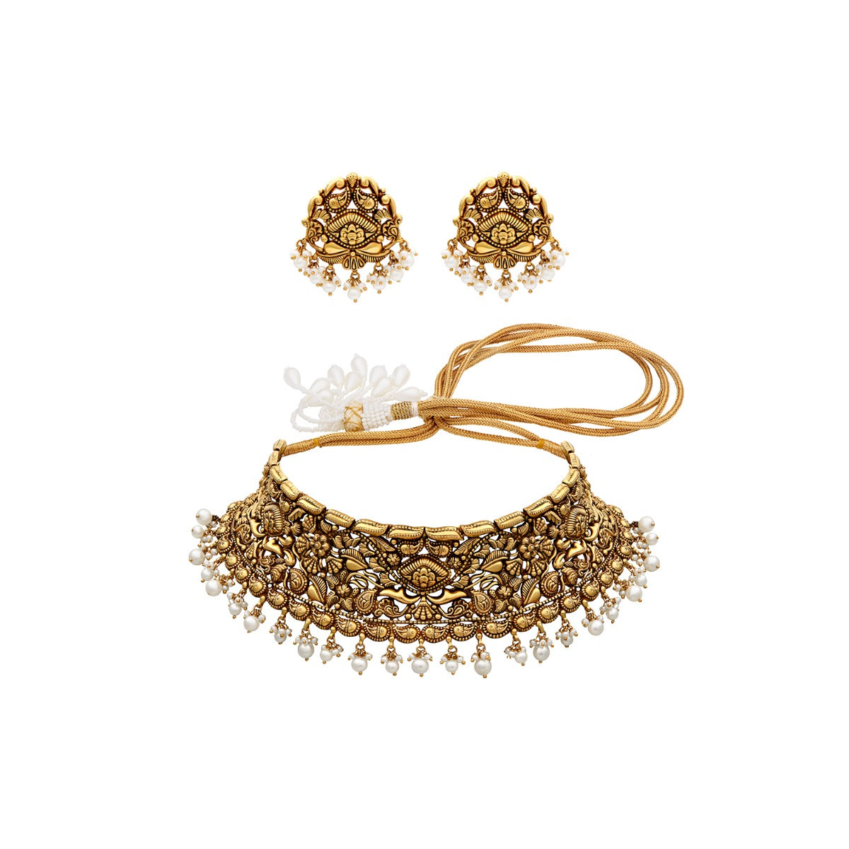 Brown Sun Rays Gold Choker Set
